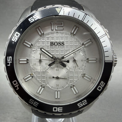 Hugo Boss  Deep Blue Chronograph Watch Men 44mm White Dial Steel Date New Batt1