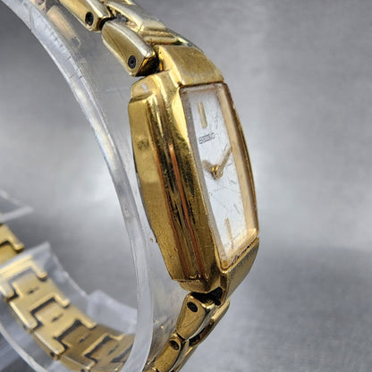 Seiko Tank Watch Women 16mm White Dial Gold Tone Rectangle 1N000GA0 New Battery3