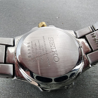 Seiko Watch Women 27mm MOP Dial Two To Date Round Diamonds 7n820CG0 New Batt10