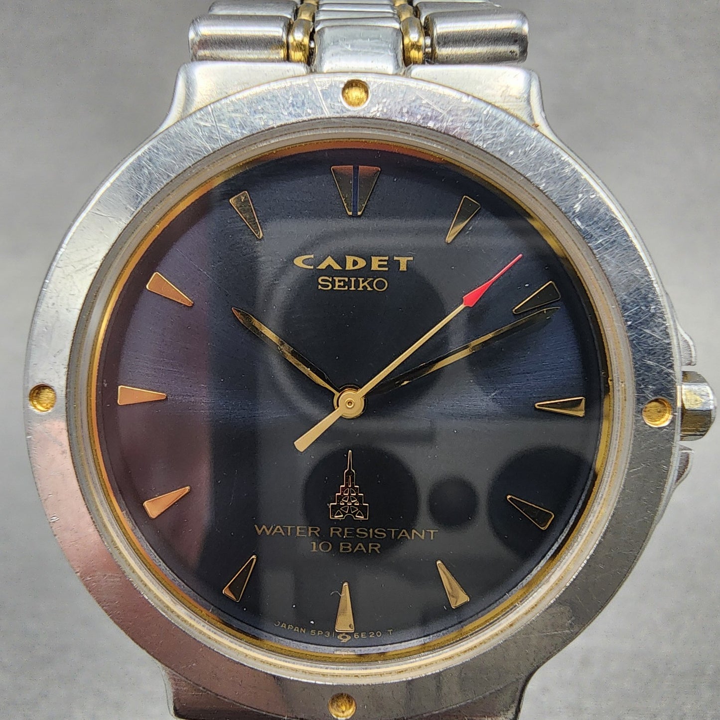 Seiko Cadet Watch Men 34mm Black Dial Two Tone 5p31-6c60 New Battery