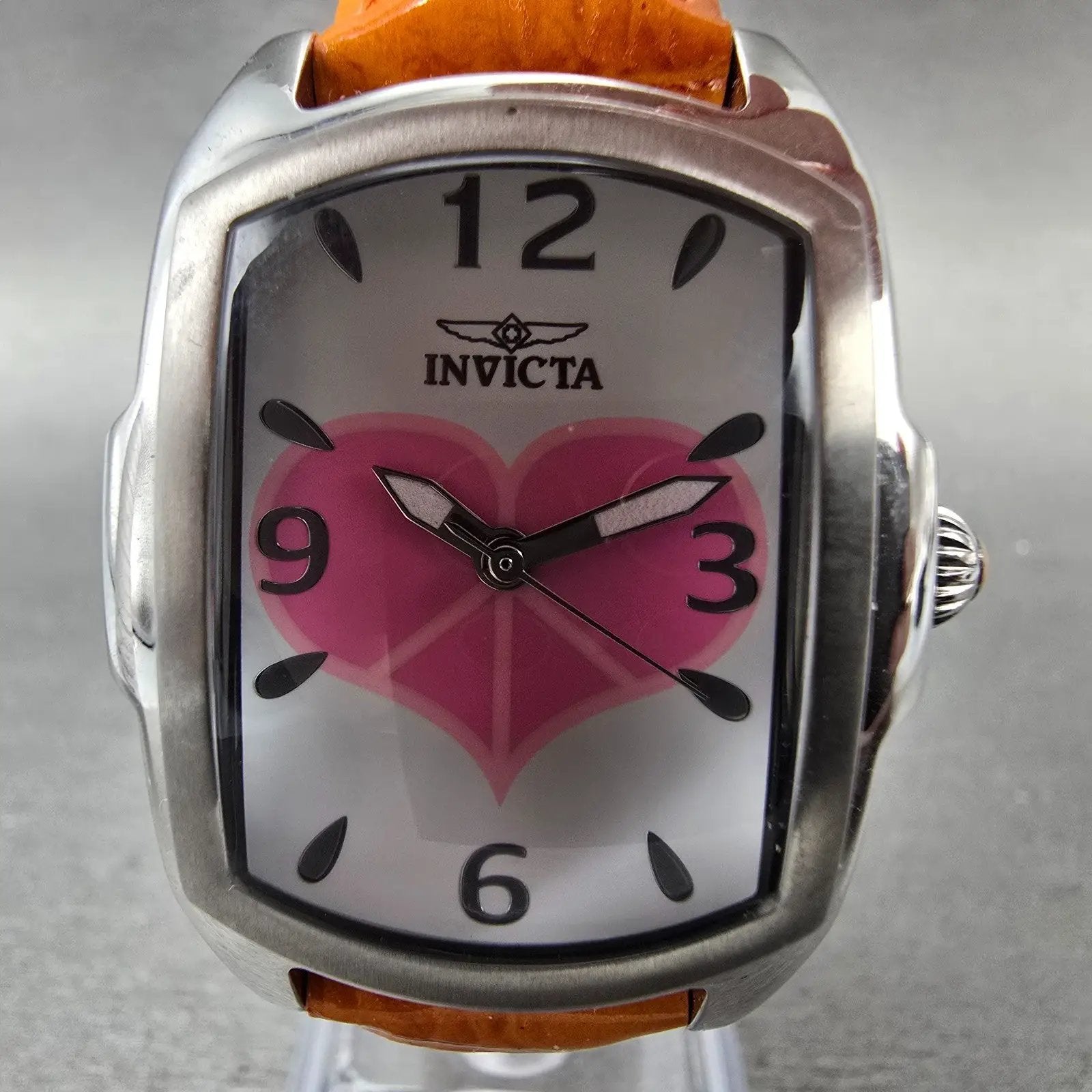 Invicta Lupah Watch Women 29mm White Dial Silver Tone 19840 New Batt Pink HeartO1