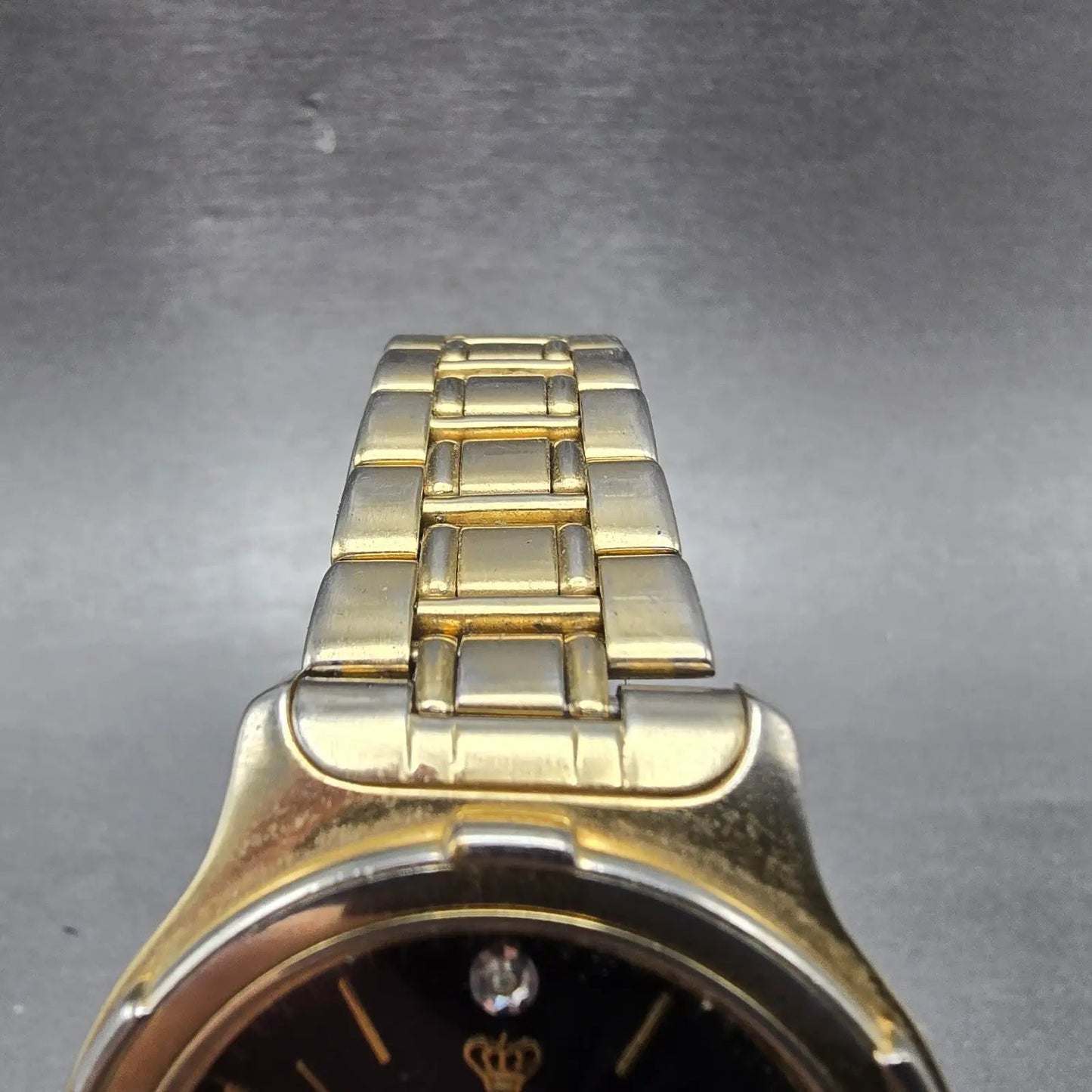 Jules Jurgenson Watch Men 37mm Black Dial Gold Tone Date Round New Battery VTG4