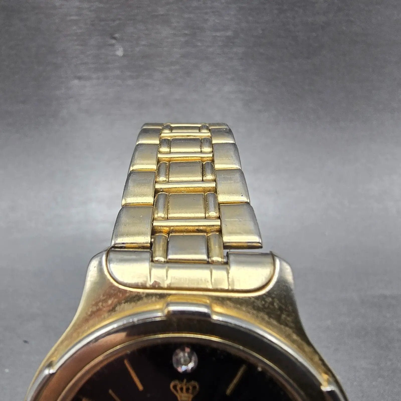Jules Jurgenson Watch Men 37mm Black Dial Gold Tone Date Round New Battery VTG4