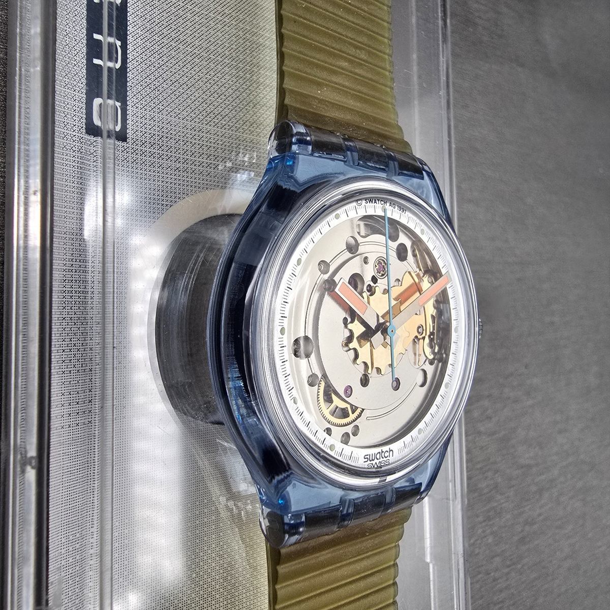 Swatch Automatic Blue Matic Watch Men 36mm Skeleton Dial Blue Case SAN100 NOS3