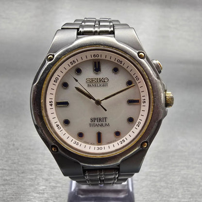 Seiko Spirit Watch Men 37mm White Dial Titanium Backlight 6L01-0020 New Battery0