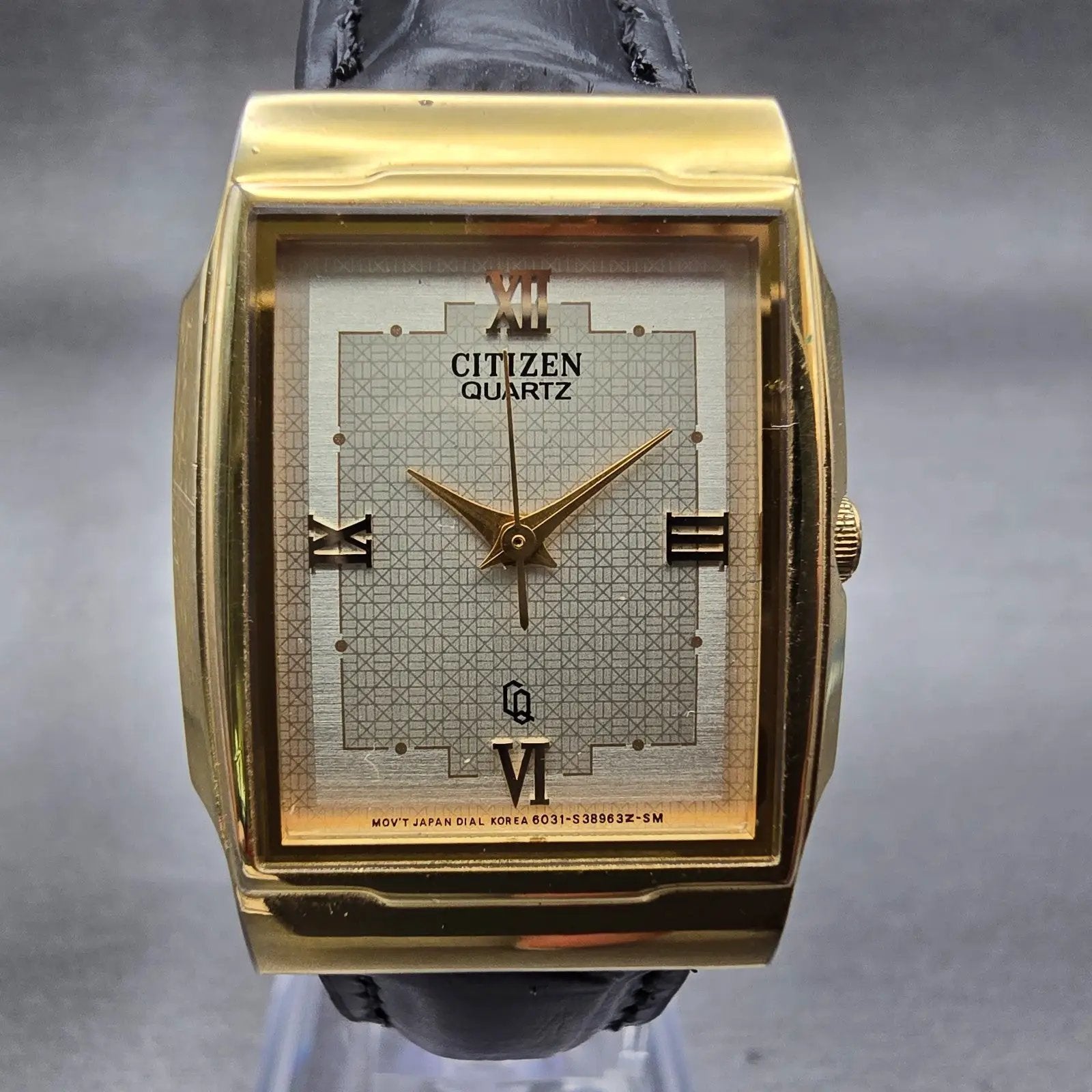 Citizen Watch Men 23mm Gold Dial Gold Tone Rectangle 6031-S10913 New Battery1