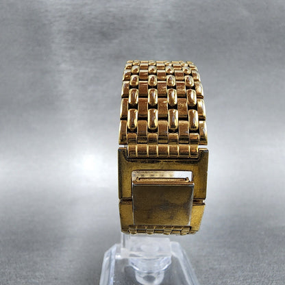 Seiko Tank Watch Men 27mm Black Dial Gold Tone Rectangle 5Y30-5189 New Battery