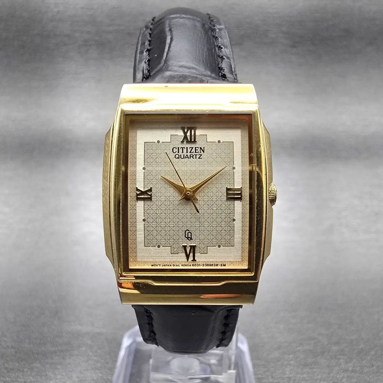 Citizen Watch Men 23mm Gold Dial Gold Tone Rectangle 6031-S10913 New Battery0