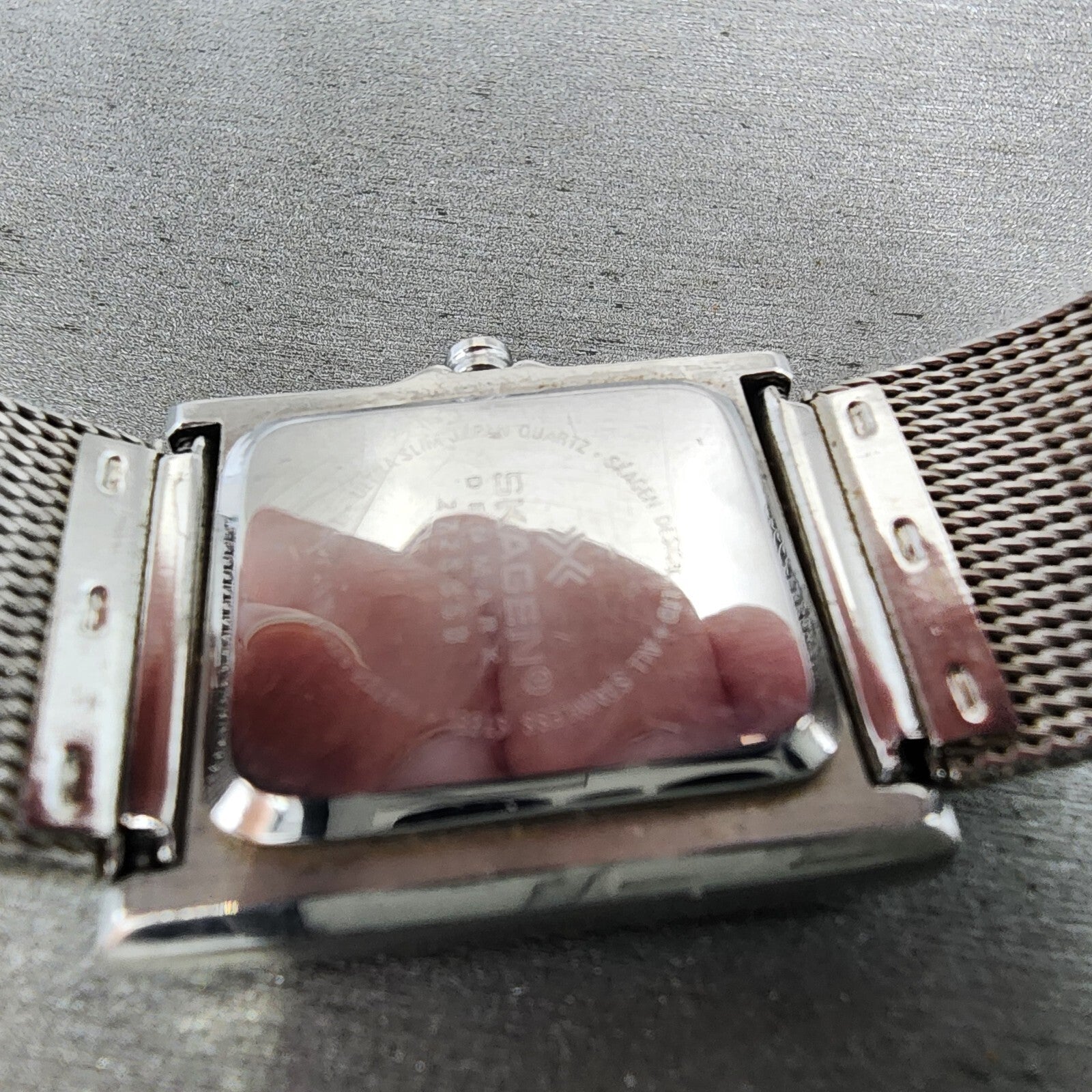Skagen Tank Watch Women 23mm Black Dial Stainless Steel Rectangle New Battery9