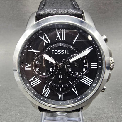 Fossil Grant Chronograph Watch Men 44mm Black Dial Silver Tone FS4812 NewBattery0