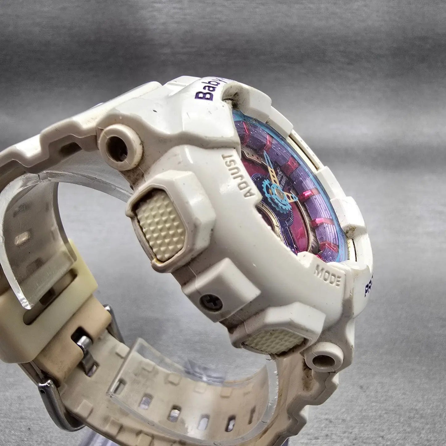 Casio Baby-G BA-112 Watch Women 43mm Purple White Chronograph Alarm New Battery3