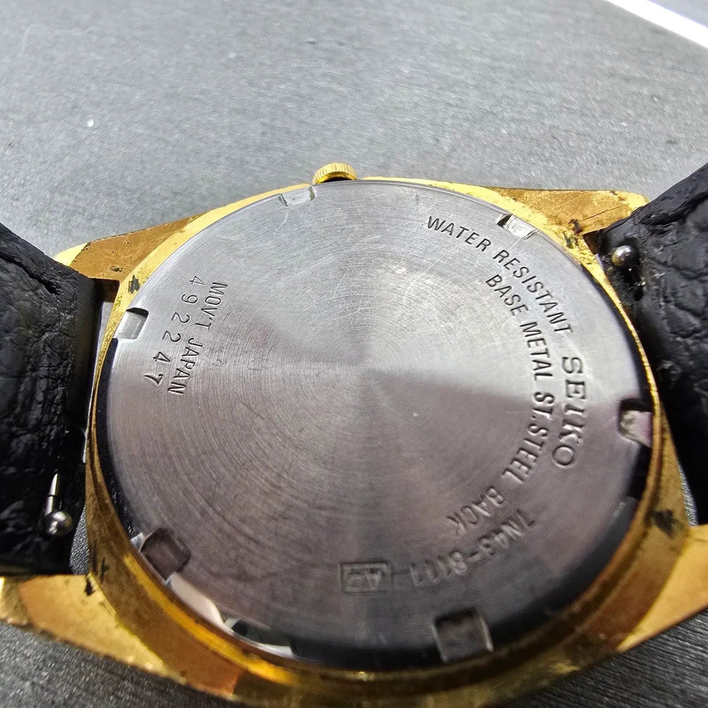 Seiko President Watch Men 35mm Gold Dial Gold Tone Daydate 7N43-8111 New Battery9