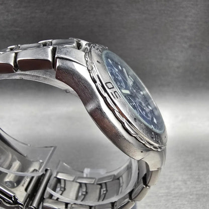 Citizen Chronograph Watch Men 41mm Blue Dial Silver Tone 0510-S92294 New Batt KF3