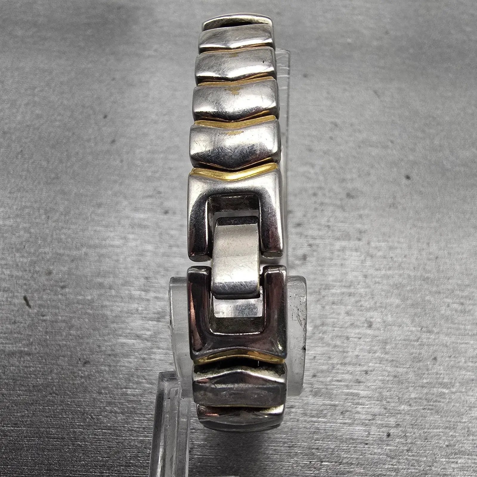Seiko Watch Women 14mm White Dial Two Tone Rectangle 1F20-6H49 New Battery7