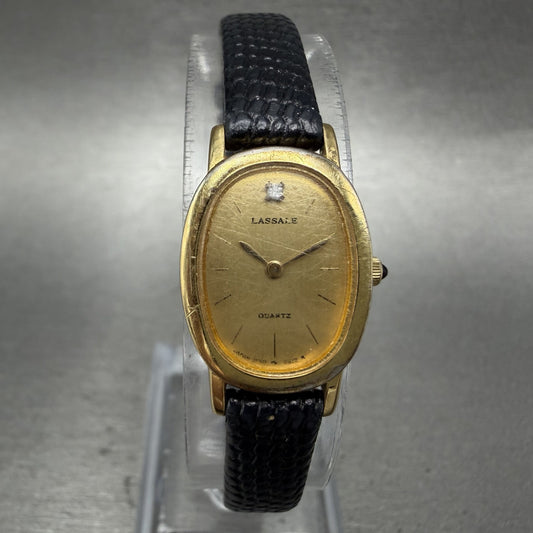 Seiko Lassale Watch Women 15mm Champagne Dial Gold Tone Oval 2F50-5269 New Batt0