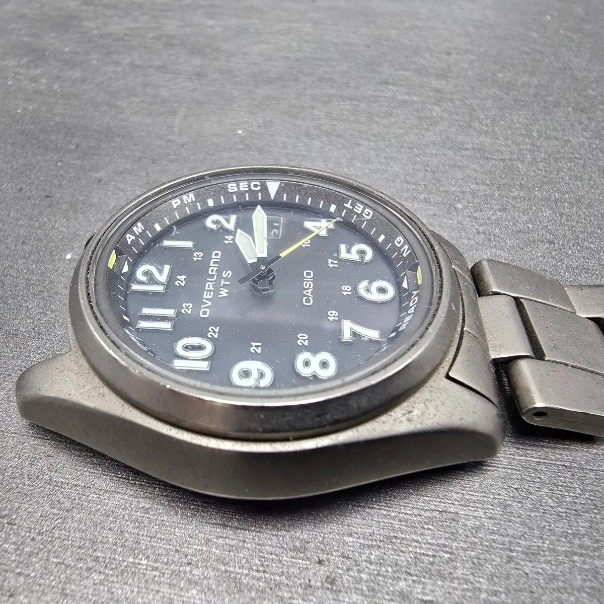 Casio Overland WTS Watch Men 39mm Gray Dial Titanium Date OVW-100TDJ  PARTS6