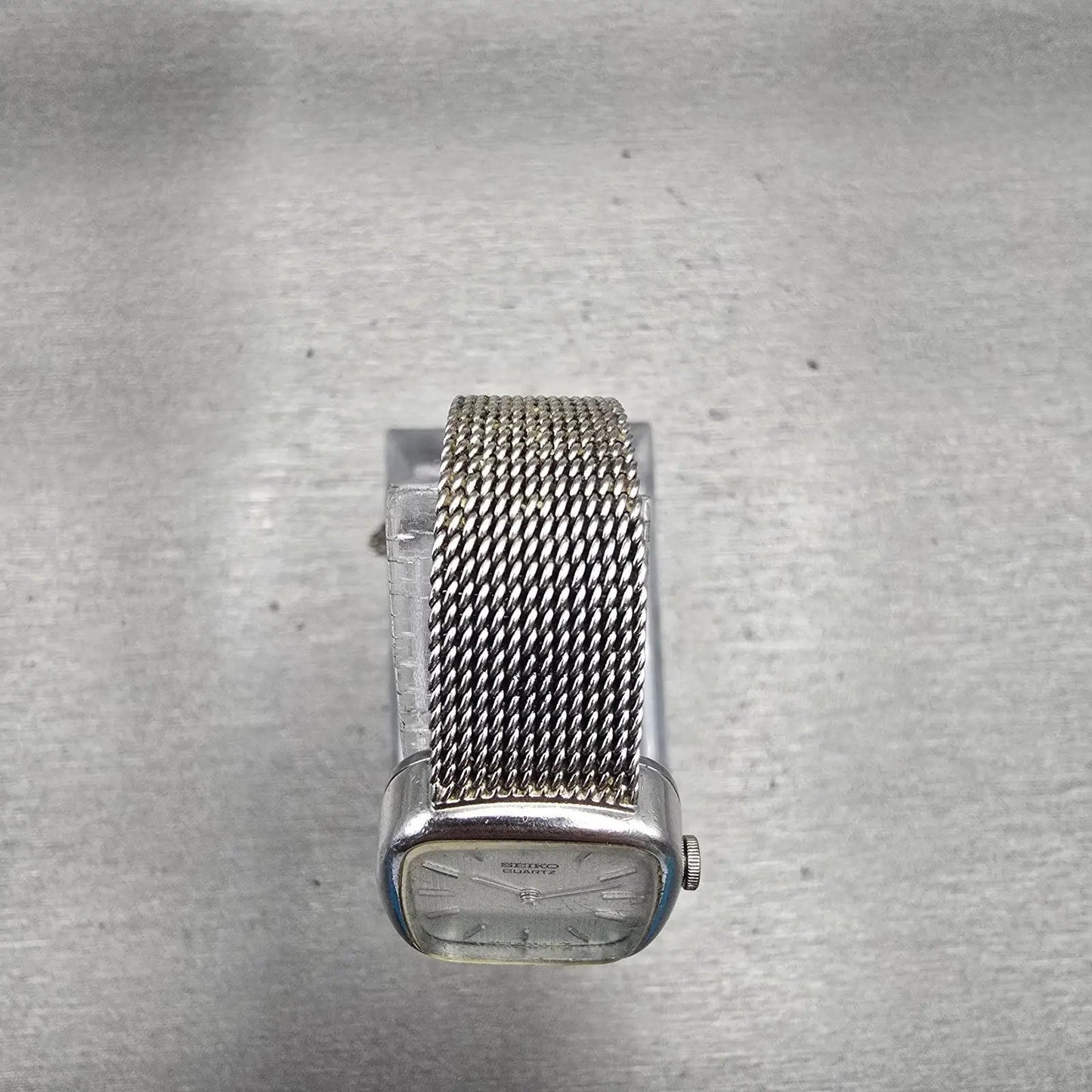 Seiko Watch Women 20mm Silver Dial Silver Tone Rectangle 16-5259 New Battery VTG4