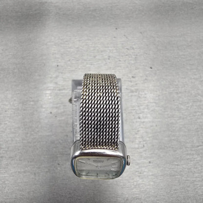 Seiko Watch Women 20mm Silver Dial Silver Tone Rectangle 16-5259 New Battery VTG4