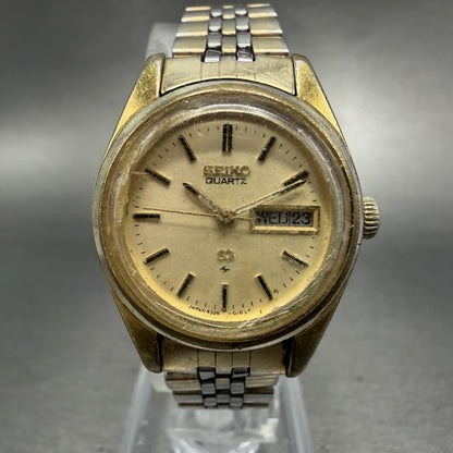 Seiko SQ Watch Women 25mm Champagne Dial Gold Tone Daydate 4326-0019 New Battery0