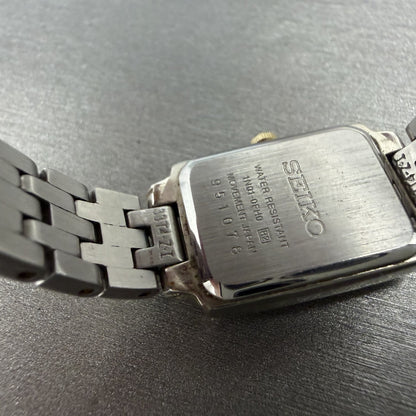 Seiko Tank Watch Women 16mm White Dial Two Tone Rectangle 1N01-0FH0 New Battery9
