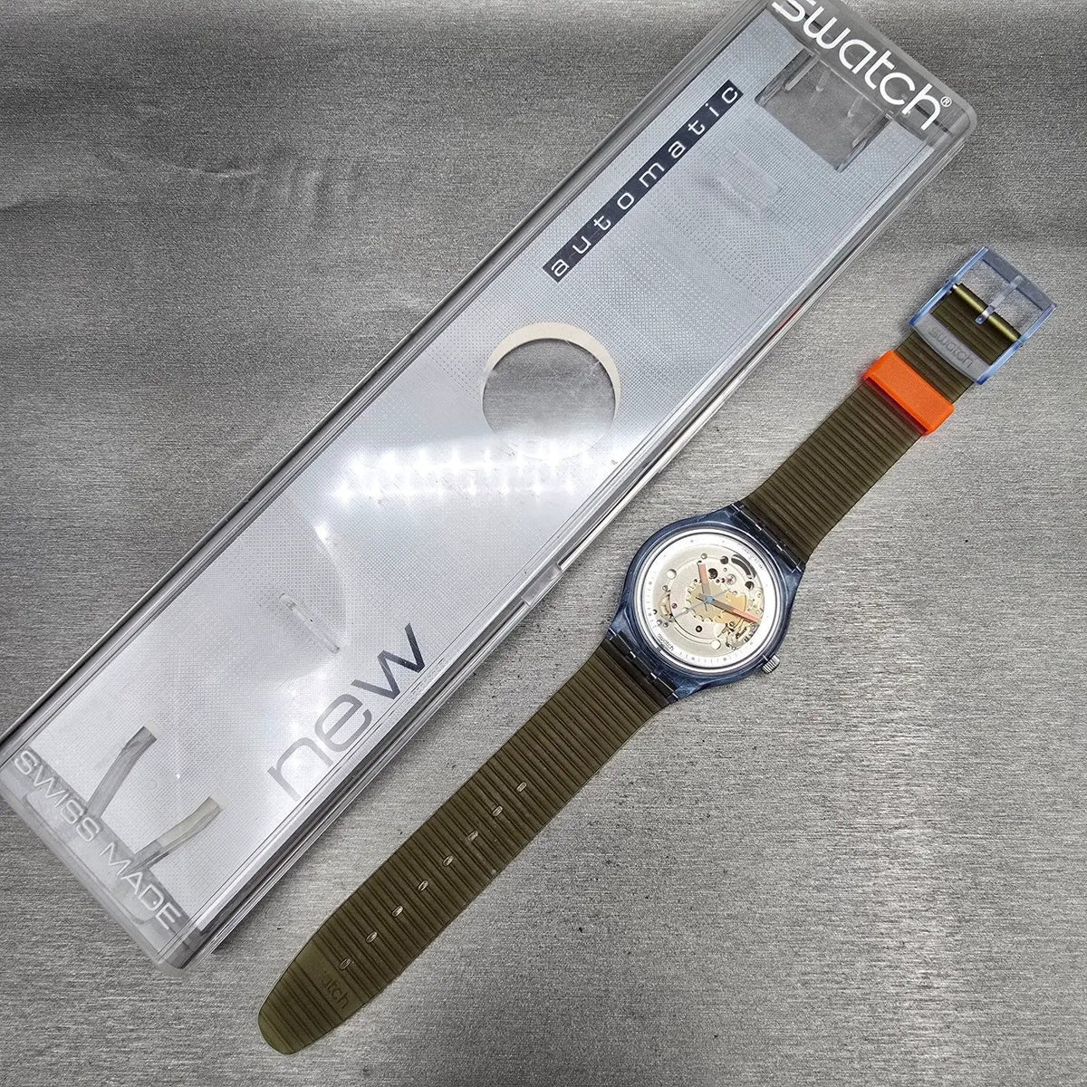 Swatch Automatic Blue Matic Watch Men 36mm Skeleton Dial Blue Case SAN100 NOS16