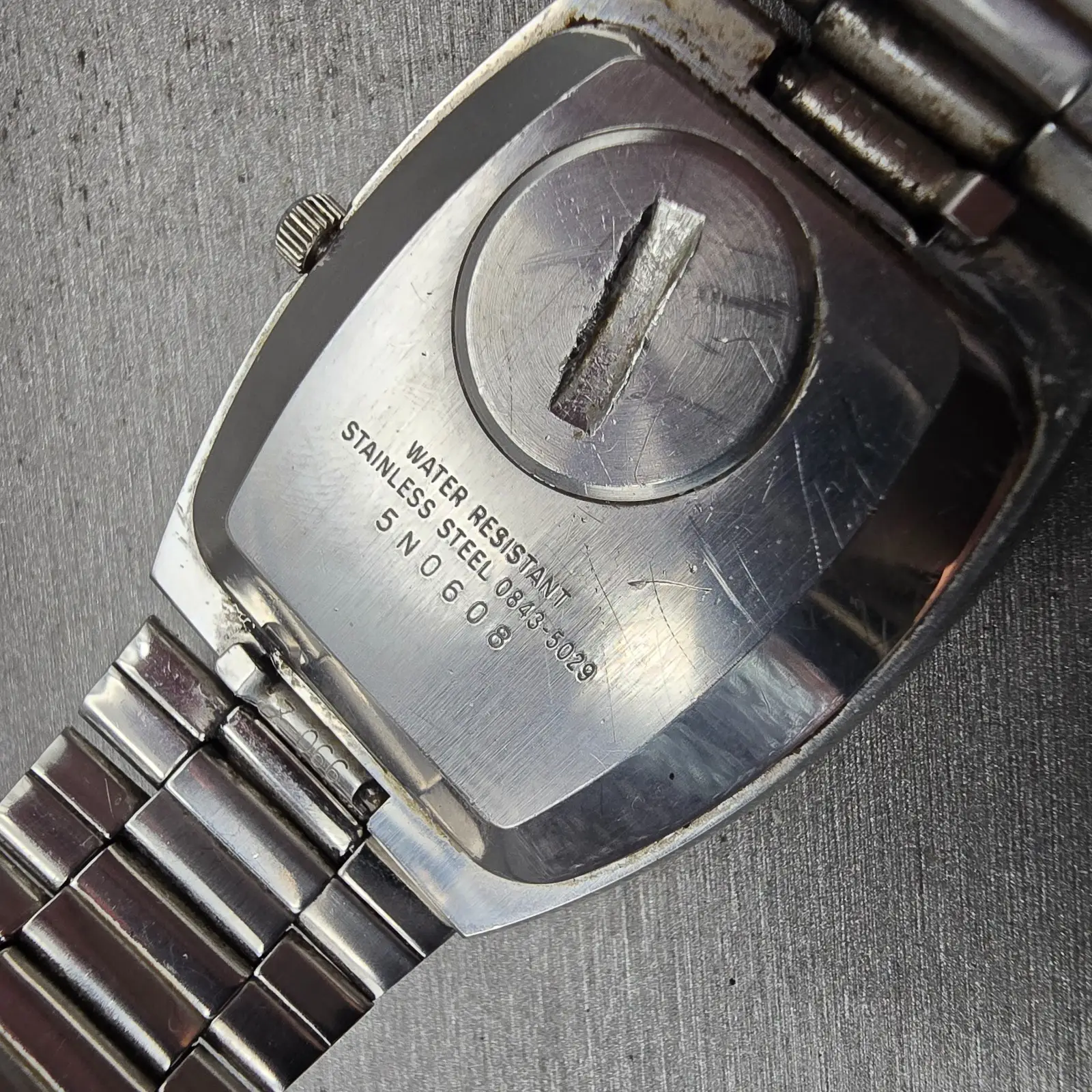 Seiko SQ Watch Men 35mm Black Dial Silver Tone Daydate 0843-5029 New Battery VTG10