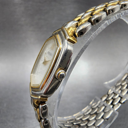 Seiko Watch Women 15mm White Dial Two Tone Y150-5m80 Hexagon New Battery