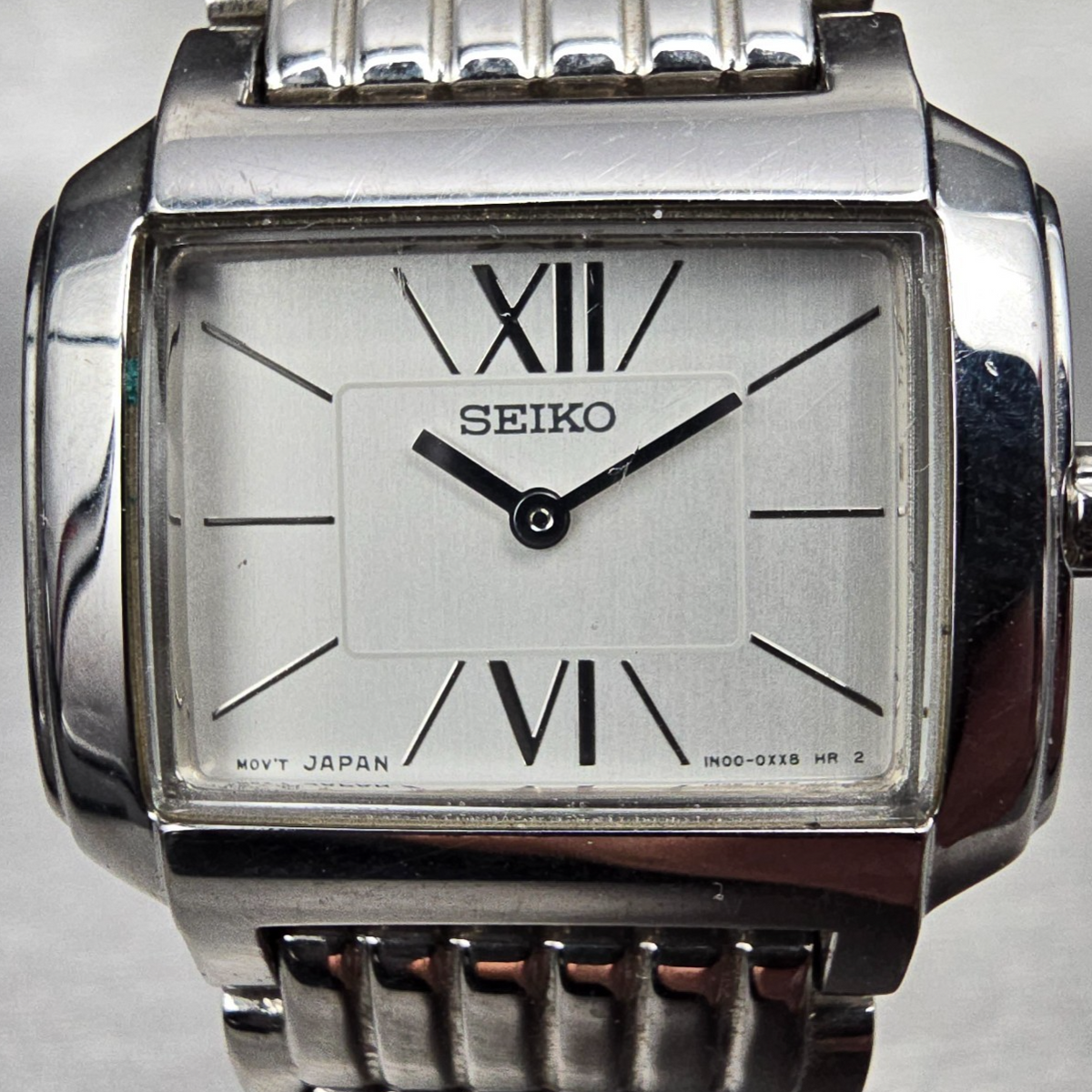 Seiko Tank Watch Women 25mm White Dial Silver Tone Rectangle 1N00-0PT0 New Batt1