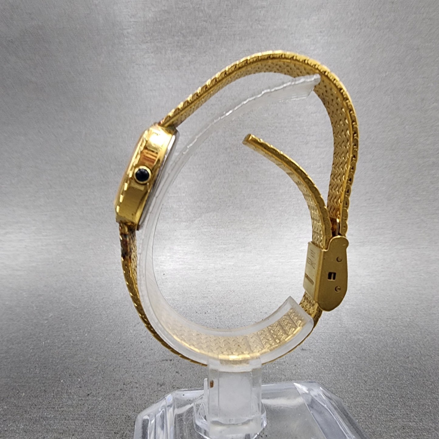 Elgin Watch Women 22mm Gold Dial Gold Tone Rectangle FK267 New Battery VTG6