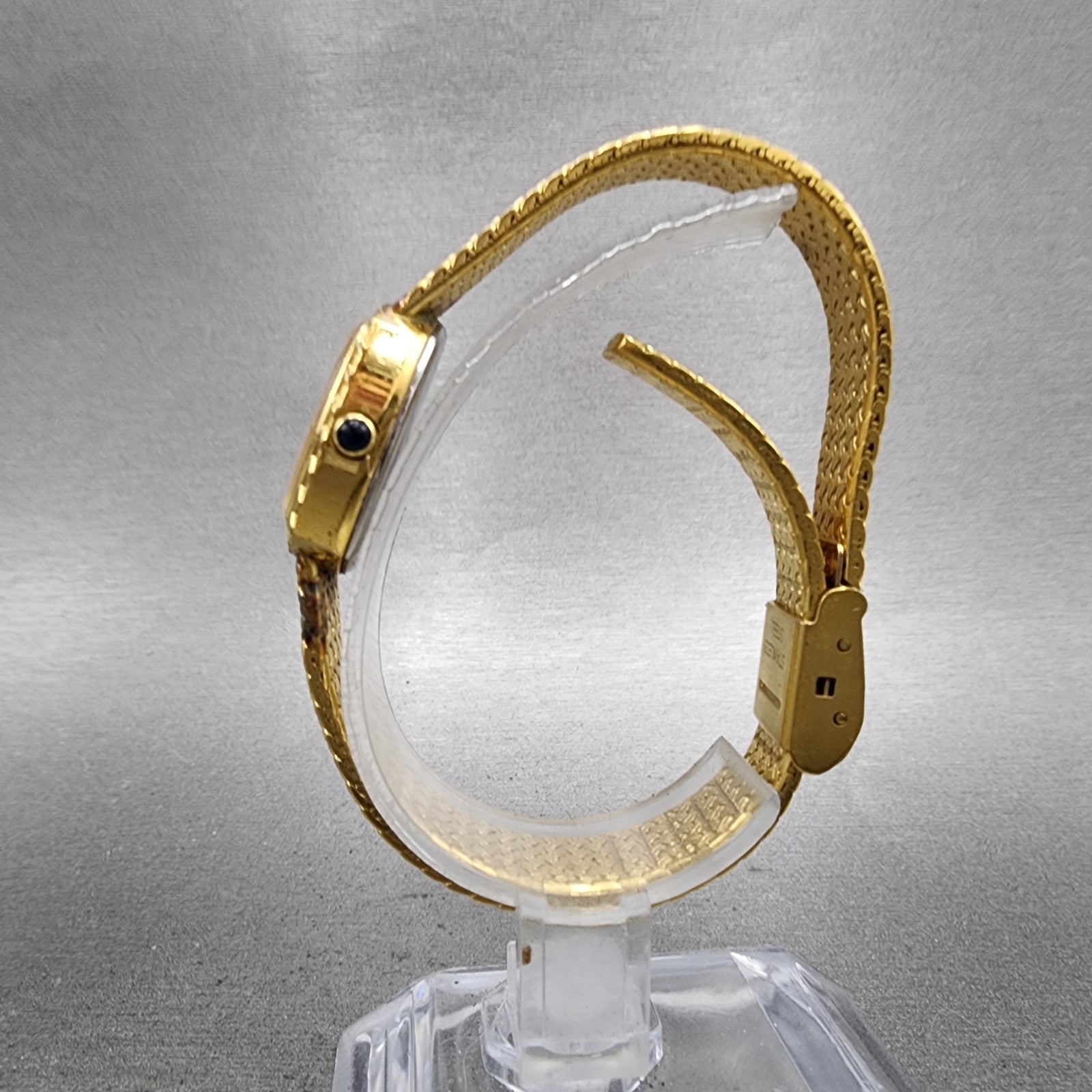 Elgin Watch Women 22mm Gold Dial Gold Tone Rectangle FK267 New Battery VTG6