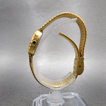 Elgin Watch Women 22mm Gold Dial Gold Tone Rectangle FK267 New Battery VTG6