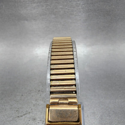 Seiko Beauty Tank Watch Women 15mm Silver Dial Gold Tone Manual 5506 Runs4