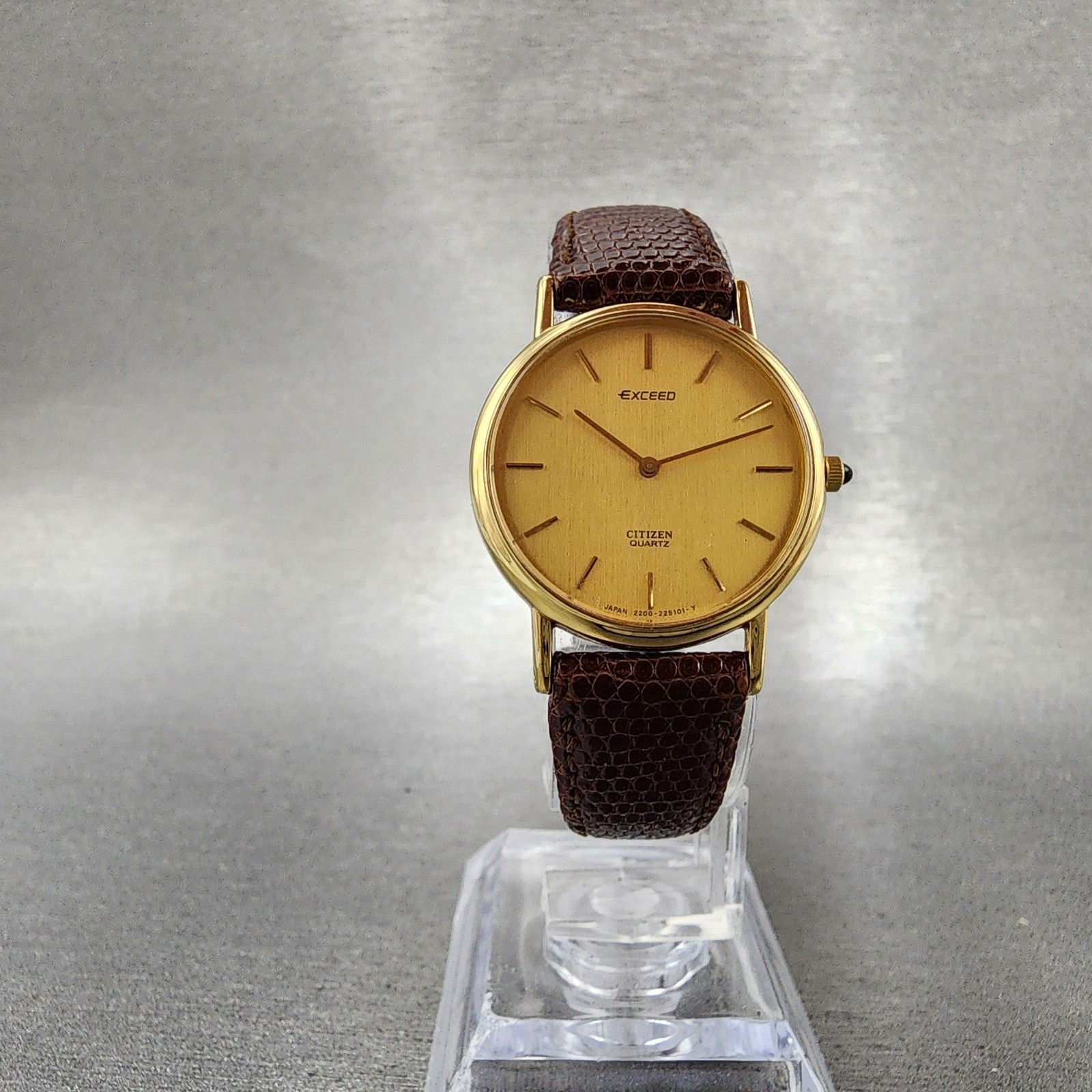 Citizen Exceed Watch Women 25mm Gold Dial Gold Tone Round 2200222911 New Batt5