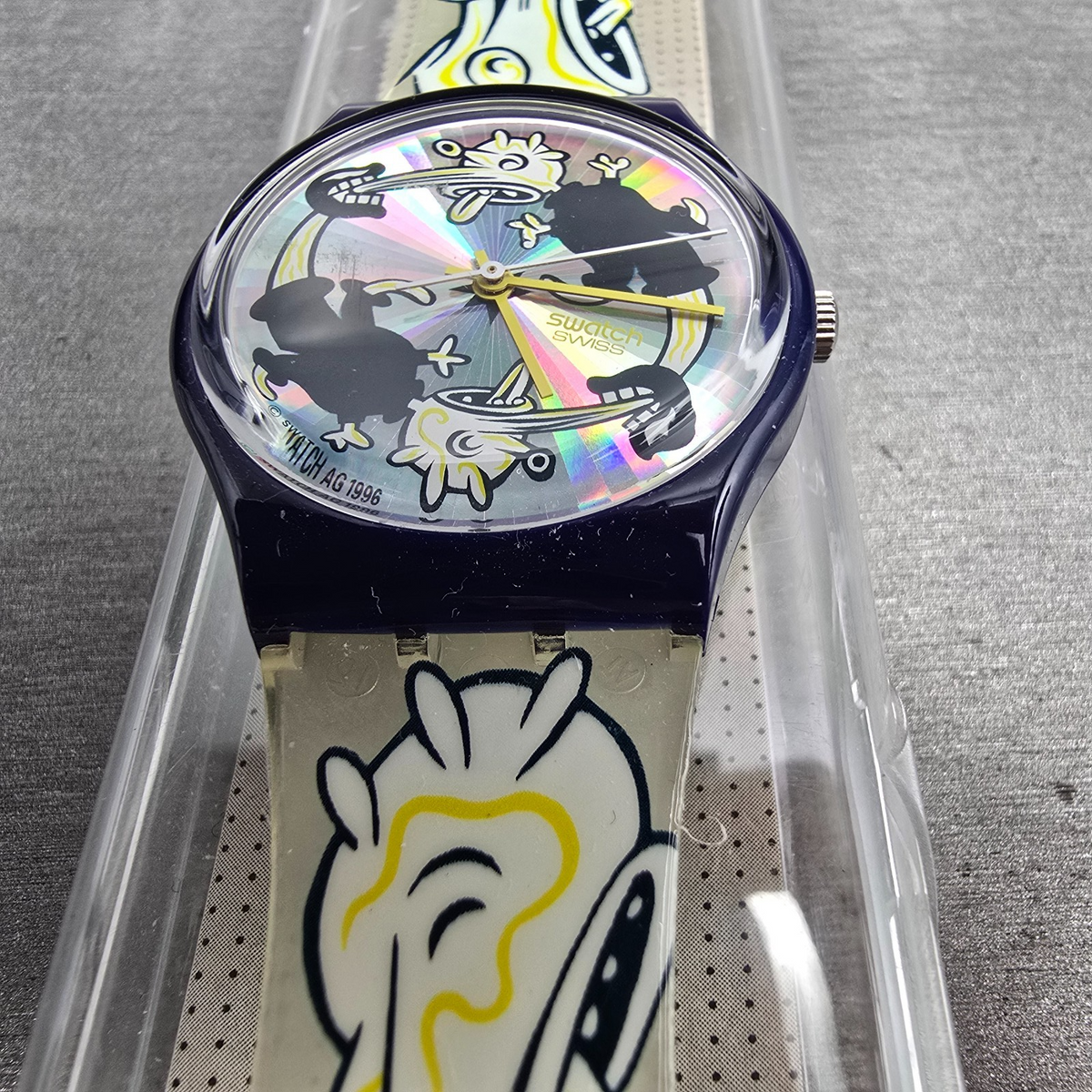 Swatch Twitch Twins Watch Men 33mm Silver Dial Blue Case GN168 New Battery NOS6