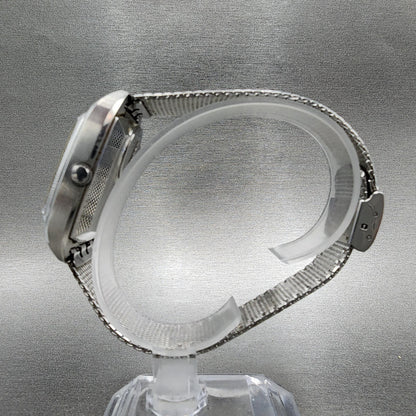 Seiko Quartz QT Watch Men 34mm Silver Dial Silver Tone Daydate 09235000 PARTS7