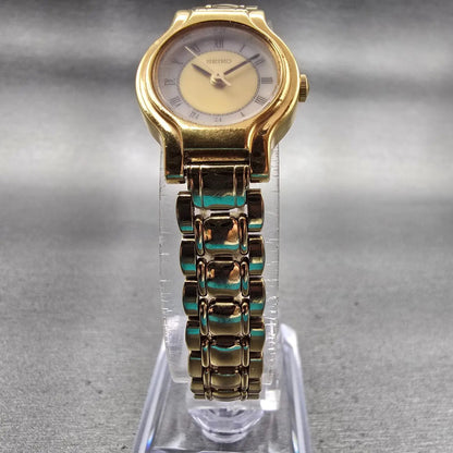 Seiko Watch Women 20mm Gold Dial Gold Tone Round 1N01 New Battery Vintage5