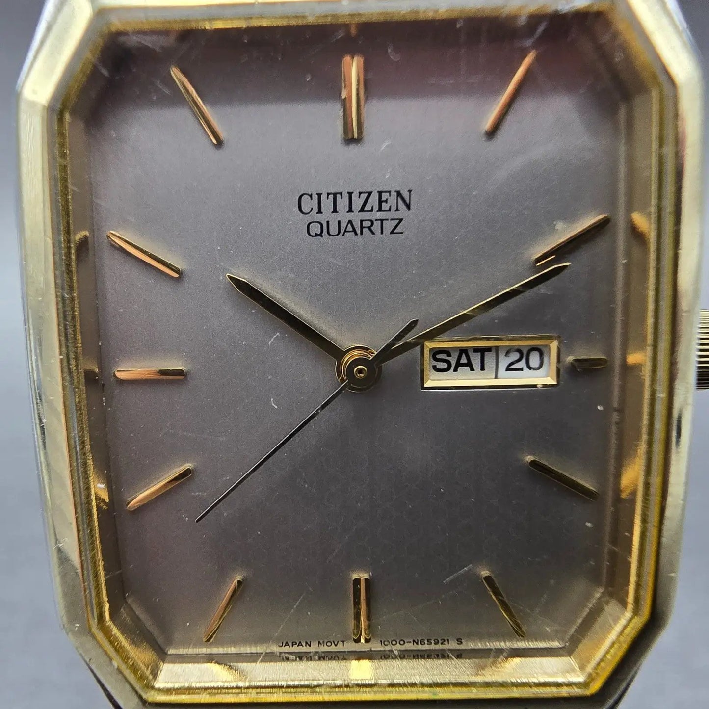 Citizen Watch Men 27mm Silver Dial Two Tone Daydate Rectangle 1000-S63871 NewBat1