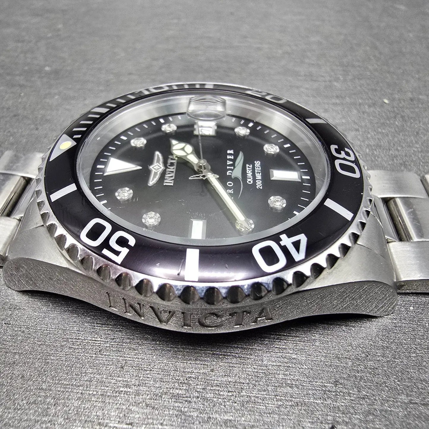 Invicta Pro Diver Watch Men 43mm MOP Dial Silver Tone Date 5009 PARTS NO CROWN6
