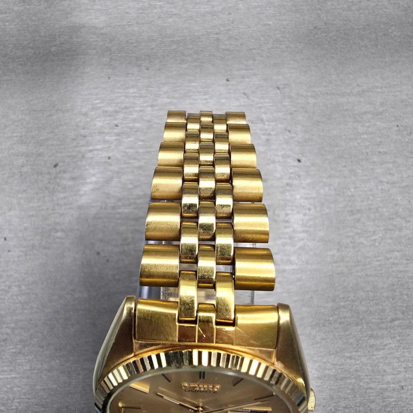 Seiko President Watch Men 35mm Gold Dial Gold Tone Daydate 5Y23-8A60 New Battery4