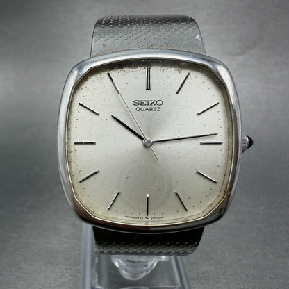 Seiko Watch Men 32mm Silver Dial Silver Tone Square 5854-5000 New Battery VTG0
