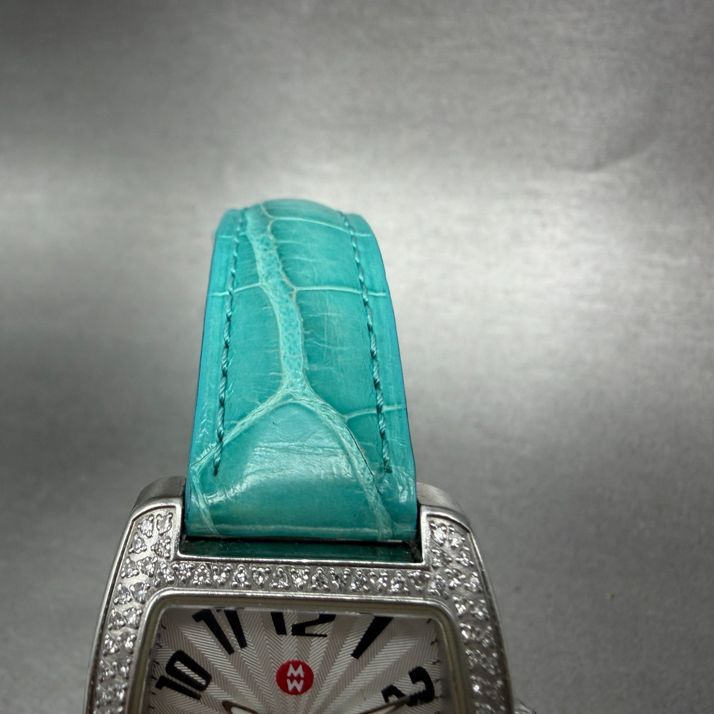 Michelle Mini Urban Watch Women 29mm White Dial Steel Diamond Bezel New Batt4