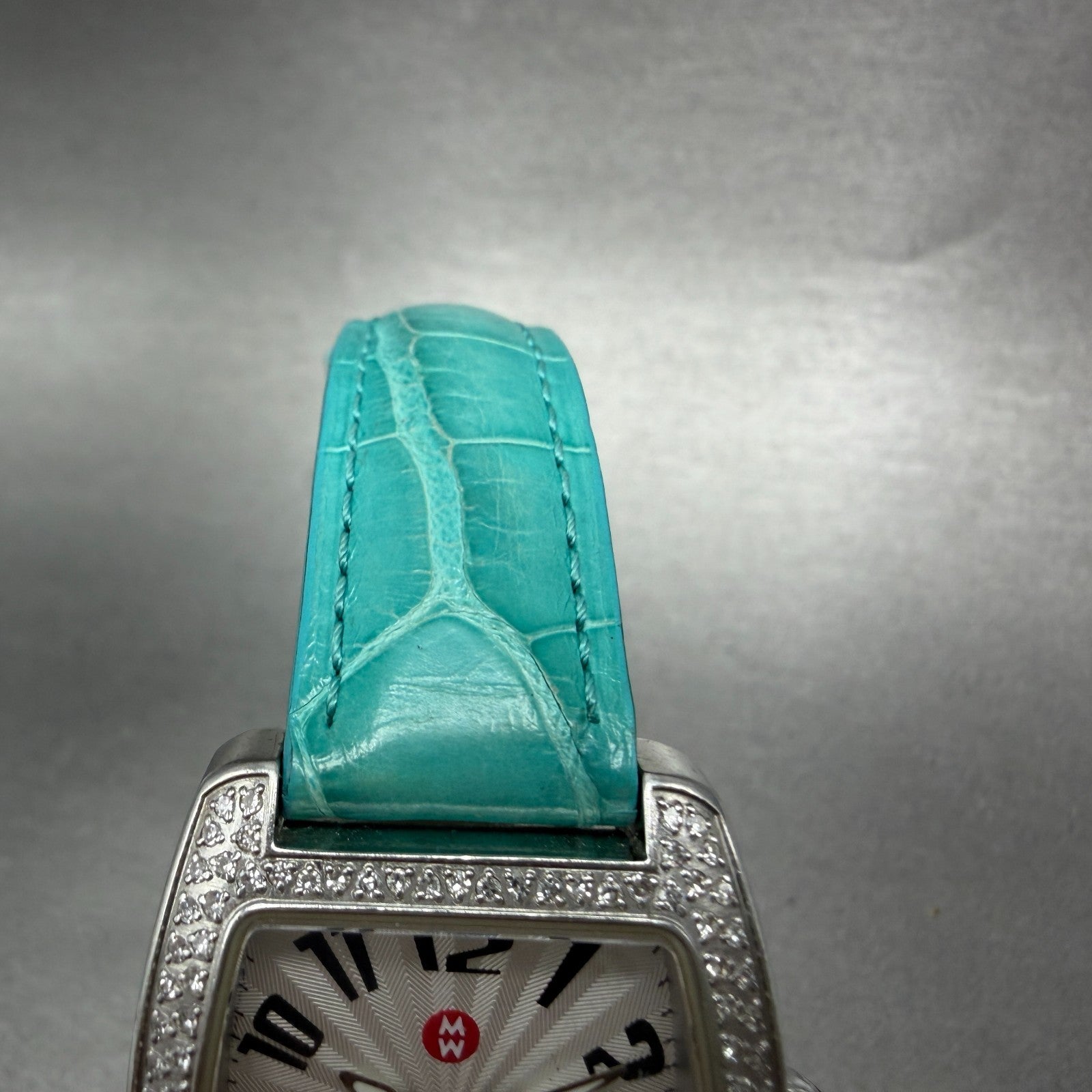 Michelle Mini Urban Watch Women 29mm White Dial Steel Diamond Bezel New Batt4