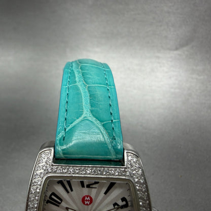 Michelle Mini Urban Watch Women 29mm White Dial Steel Diamond Bezel New Batt4