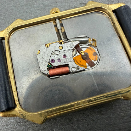 Longines Tank Watch Men 26mm Black Dial Gold Tone Rectangle PARTS Vintage12