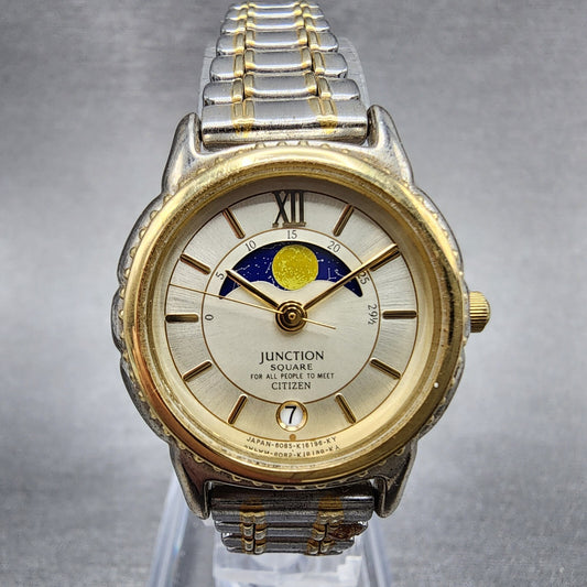 Citizen Junction Moonphase Watch Women 26mm Champagne Dial Two Tone Date PARTS0
