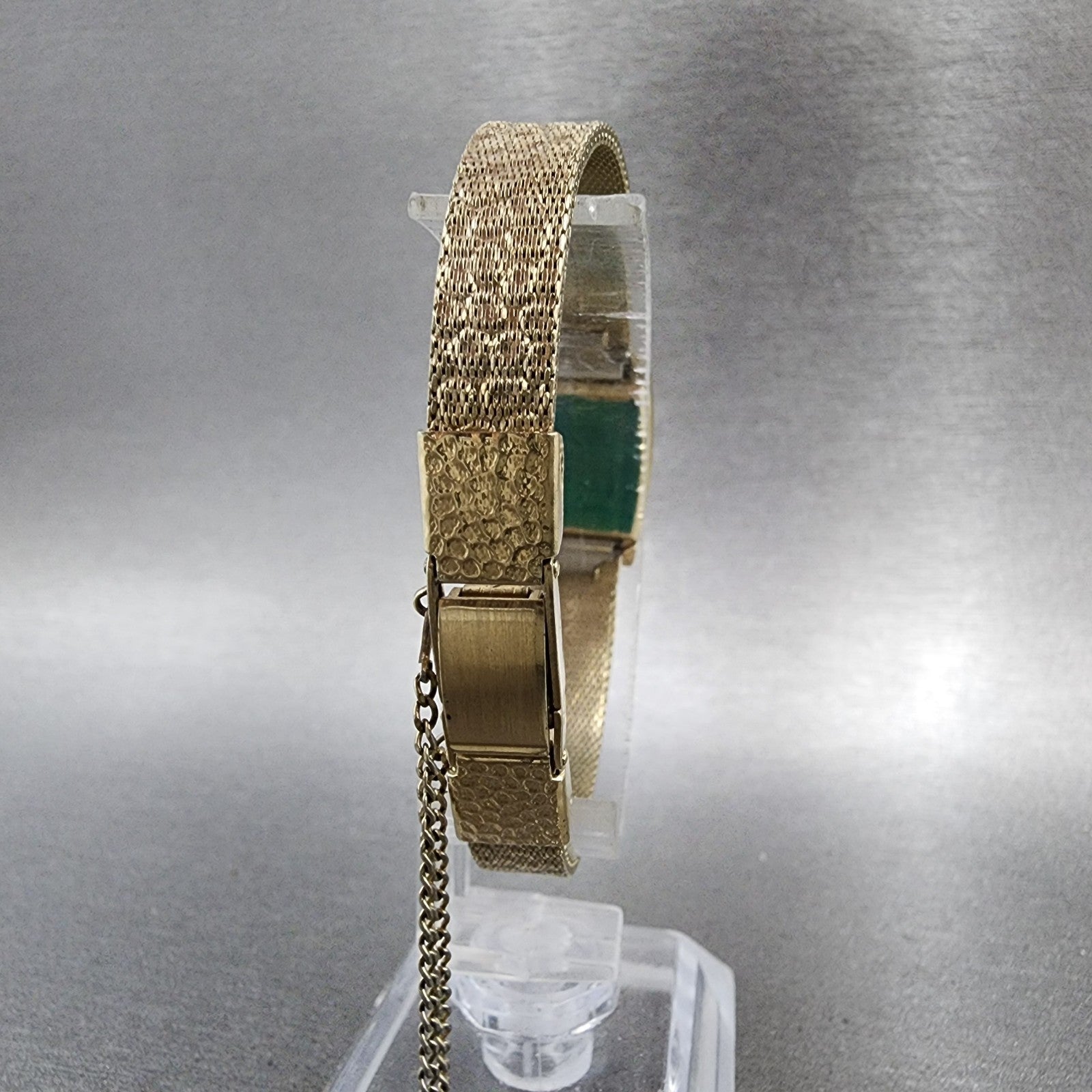Seiko Tank Watch Women 15mm Champagne Dial Gold Plated Rectangle Manual Runs7