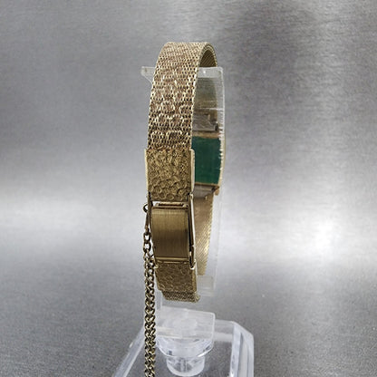 Seiko Tank Watch Women 15mm Champagne Dial Gold Plated Rectangle Manual Runs7