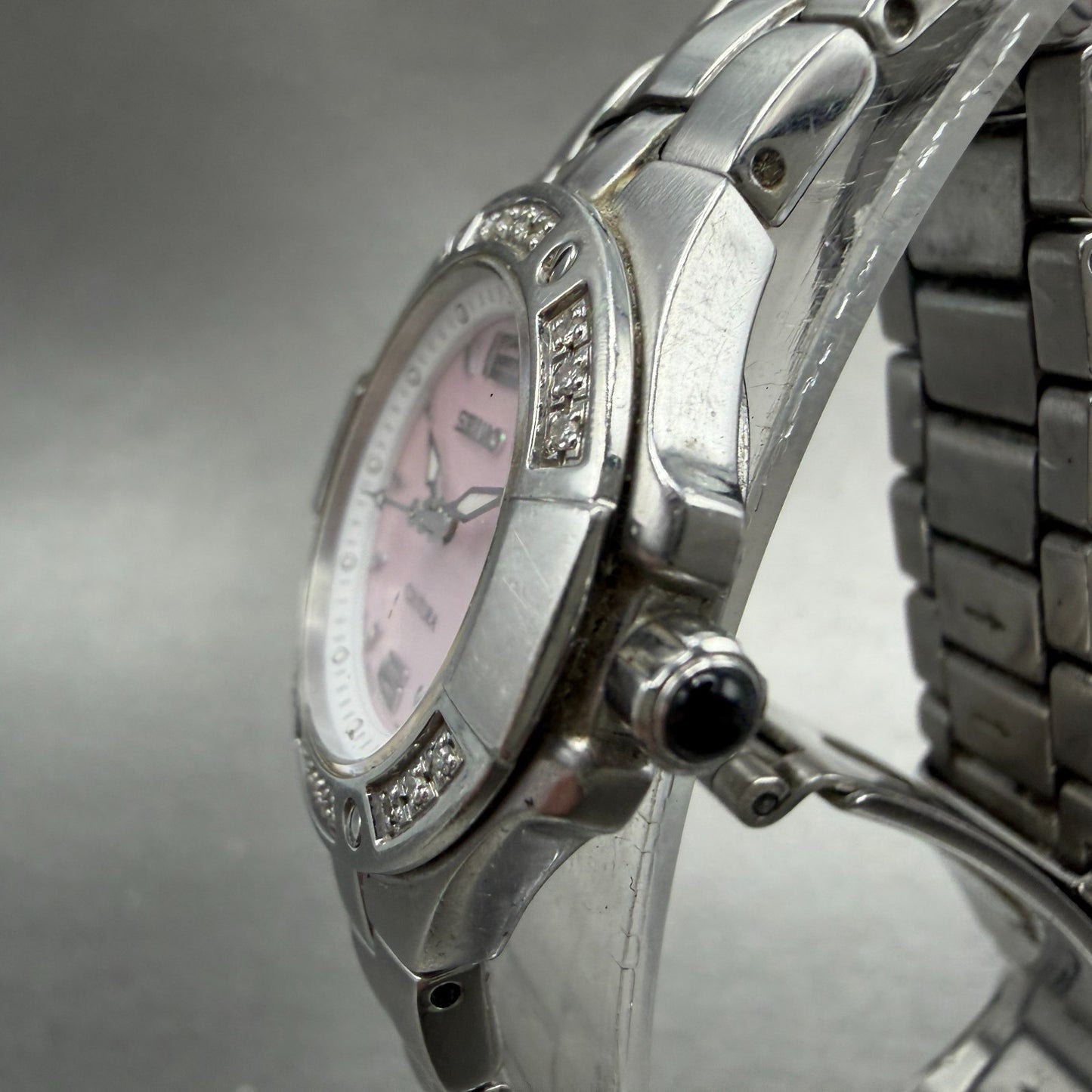 Seiko Coutura Watch Women 27mm MOP Dial Silver Tone Date Round 7n82-0CG0 New Bat2