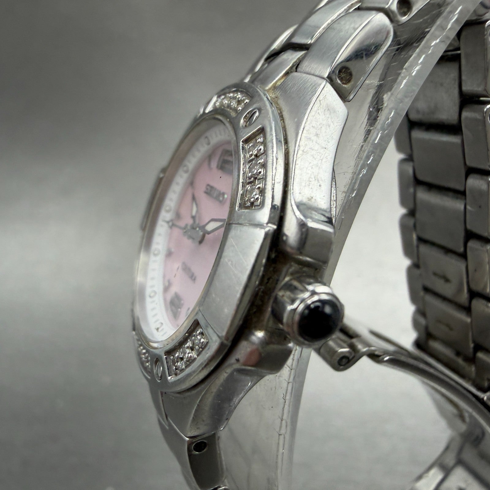 Seiko Coutura Watch Women 27mm MOP Dial Silver Tone Date Round 7n82-0CG0 New Bat2