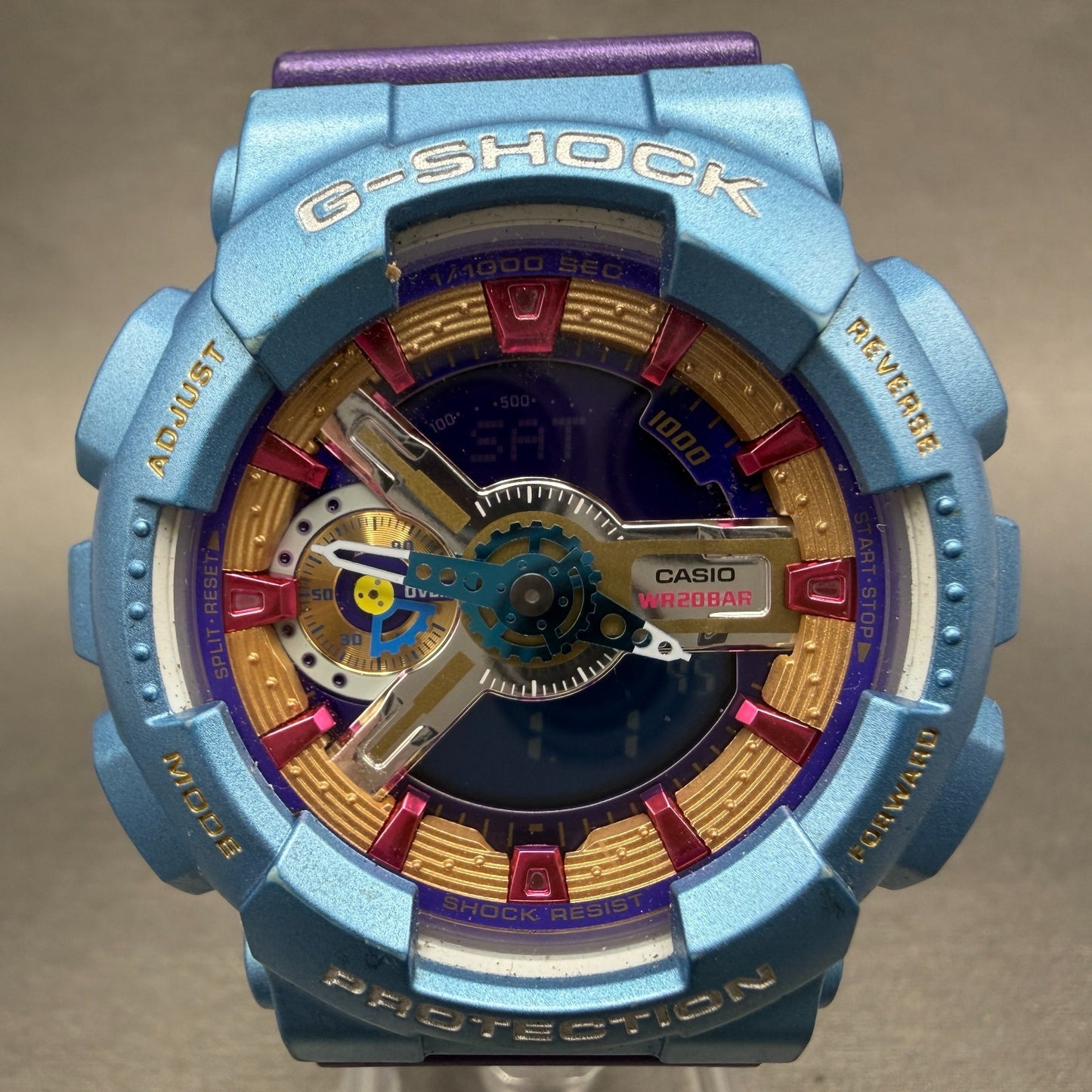 Casio G-Shock GMA-S110HC Watch Men 46mm Blue & Purple Analog Digital NewBattery0